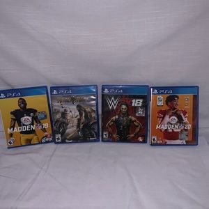 PS4 GAME BUNDLE 4 GAMES MADDEN 2O & 19 W 2K 18 &